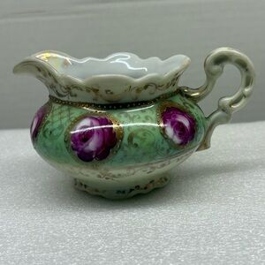 Vintage Green and Pink Ceramic Art Pitcher